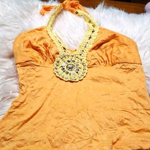 Summer embellished halter top